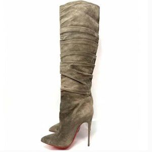 Christian Louboutin Ishtar Botta Ruched Suede Red Sole Boot